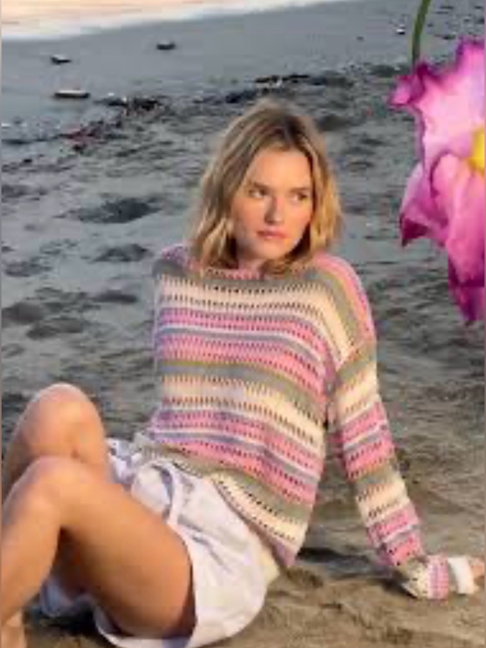 21. Pastel Striped Crewneck Sweater - Pink Multi